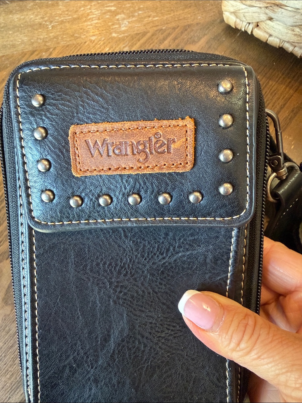 LOW START Wrangler Black Crossbody Phone Pouch with Branded Strap - Picture 2 of 8